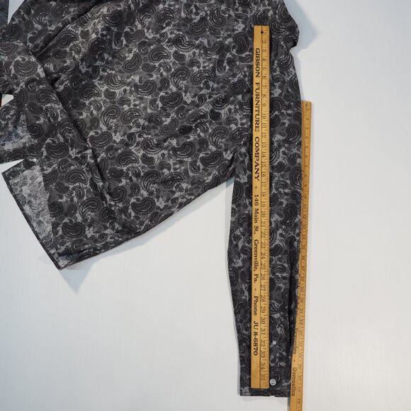 KingSize Shirt Mens LT Large Tall Black Gray Paisley Flip Cuff Preppy Minimalist - Picture 6 of 10